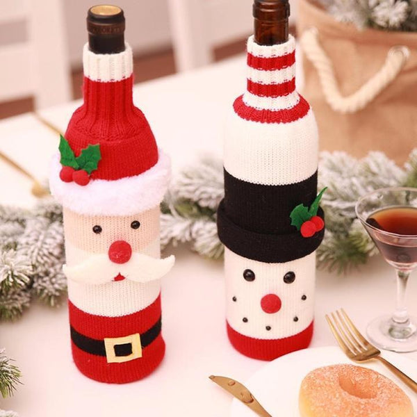 Christmas Knitted Red Wine Bottle Cover