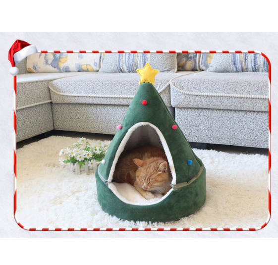 Christmas Dog Cat Bed House