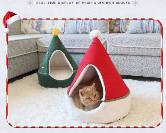 Christmas Dog Cat Bed House