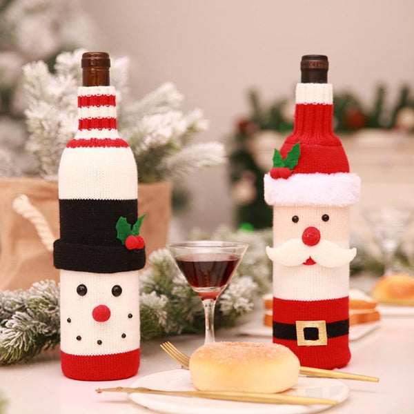 Christmas Knitted Red Wine Bottle Cover