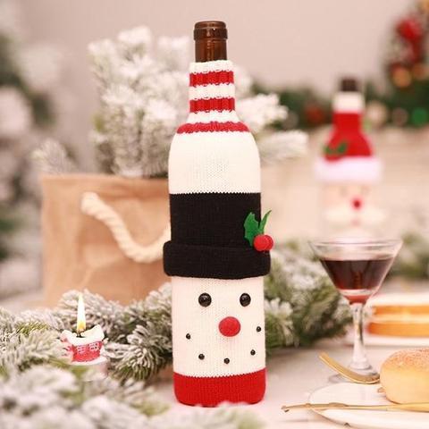 Christmas Knitted Red Wine Bottle Cover